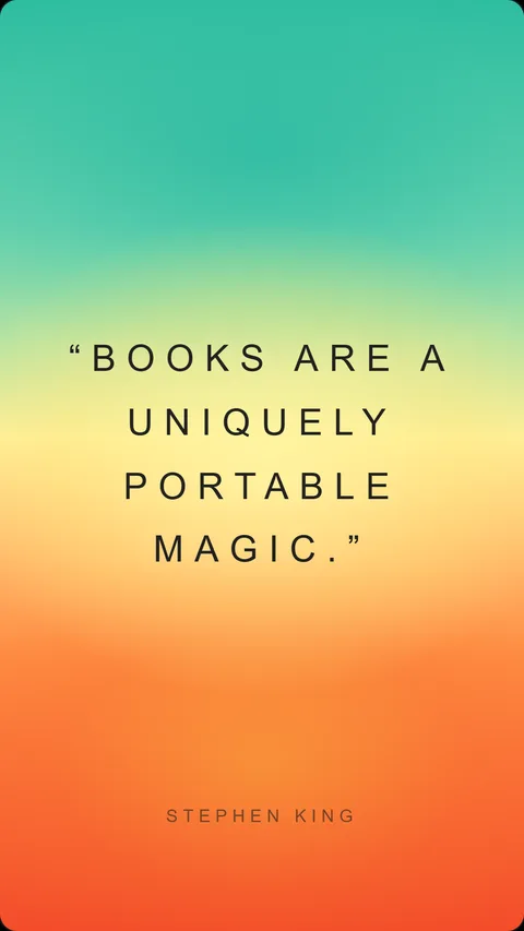 Stephen King quote card made in Parch — 'Books are a uniquely portable magic' on a teal and orange gradient