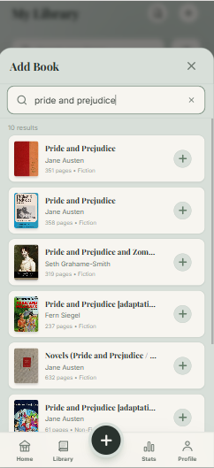 Adding a book to your To Read list in Parch